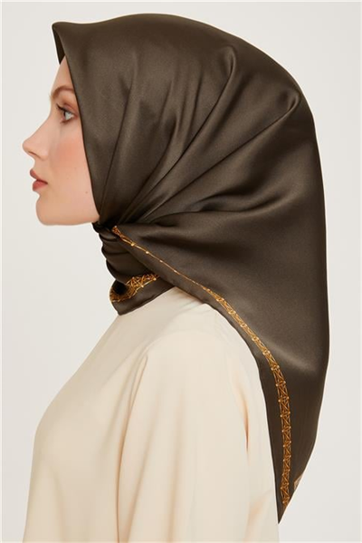 Armine Klasik Desenli Twill Saf İpek Eşarp 9260D 84