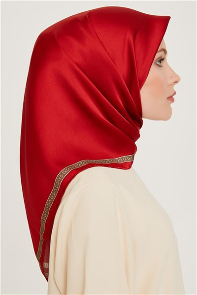 Armine Klasik Desenli Twill Saf İpek Eşarp 9261D 07 35