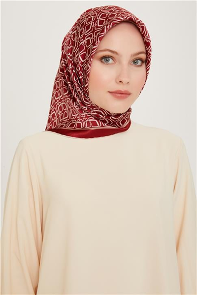 Armine Klasik Desenli Twill Saf İpek Eşarp 9248D 05 82