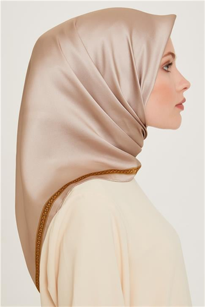 Armine Klasik Desenli Twill Saf İpek Eşarp 9261D 07 04