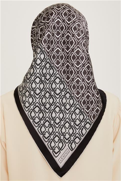 Armine Klasik Desenli Twill Saf İpek Eşarp 9248D 05 05