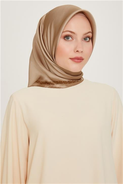 Armine Klasik Desenli Twill Saf İpek Eşarp 9260D 05