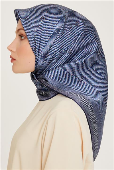 Armine Klasik Desenli Twill Saf İpek Eşarp 9252D 03 02