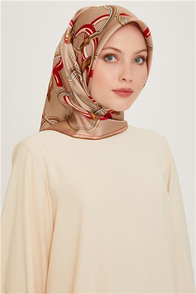 Armine Klasik Desenli Twill Saf İpek Eşarp 9203D 05