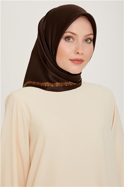 Armine Klasik Desenli Twill Saf İpek Eşarp 9260D 50