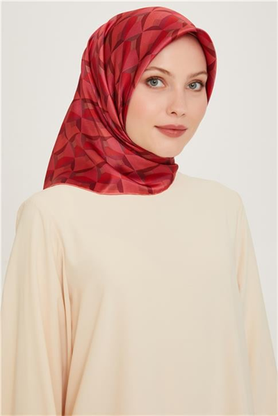 Armine Klasik Desenli Twill Saf İpek Eşarp 9204D 36