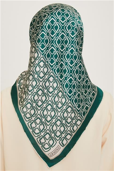 Armine Klasik Desenli Twill Saf İpek Eşarp 9248D 05 86