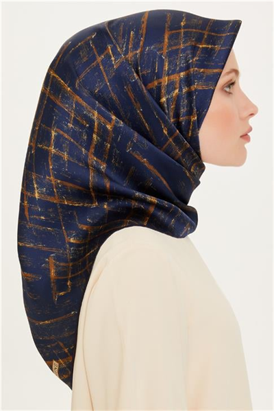 Armine Klasik Desenli Twill Saf İpek Eşarp 9258D 03