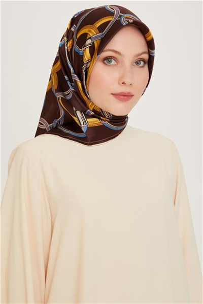 Armine Klasik Desenli Twill Saf İpek Eşarp 9203D 38