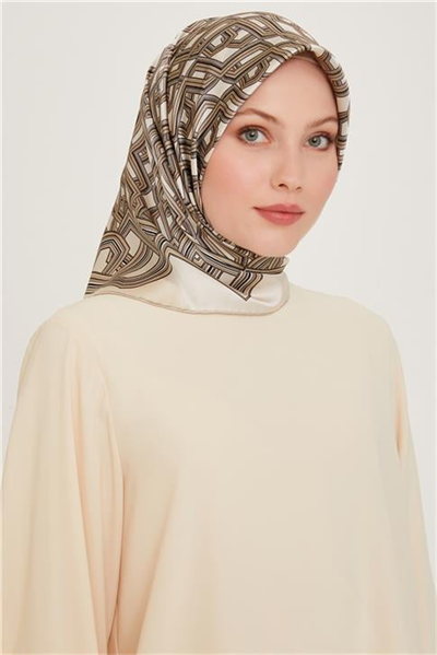 Armine Klasik Desenli Twill Saf İpek Eşarp 9213D 38