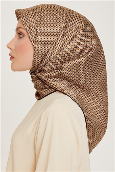 Armine Klasik Desenli Twill Saf İpek Eşarp 9210D 80 35