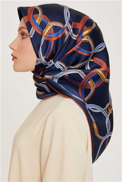 Armine Klasik Desenli Twill Saf İpek Eşarp 9203D 07