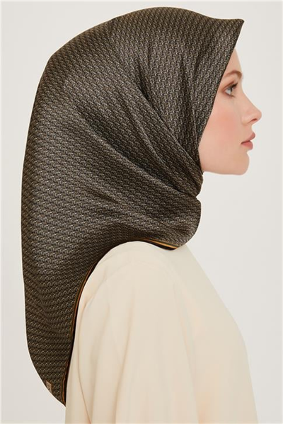 Armine Klasik Desenli Twill Saf İpek Eşarp 9250D 82
