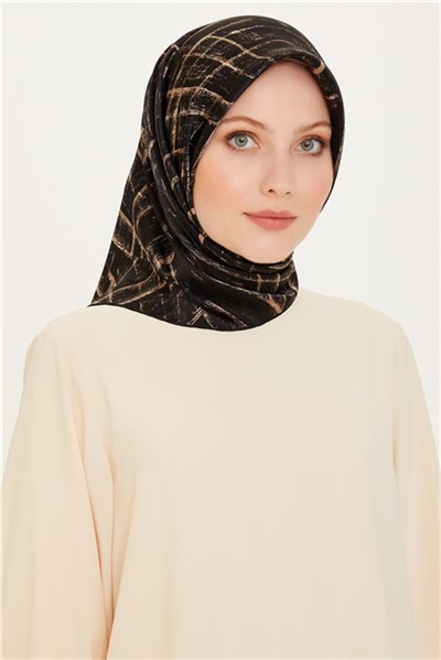 Armine Klasik Desenli Twill Saf İpek Eşarp 9258D 04