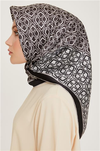 Armine Klasik Desenli Twill Saf İpek Eşarp 9248D 05 05