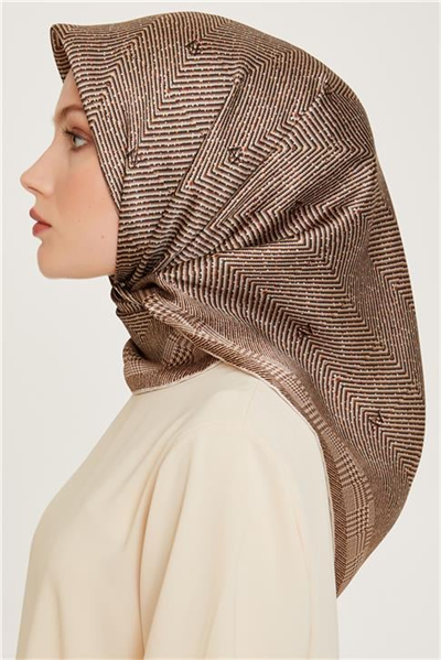Armine Klasik Desenli Twill Saf İpek Eşarp 9252D 03 80