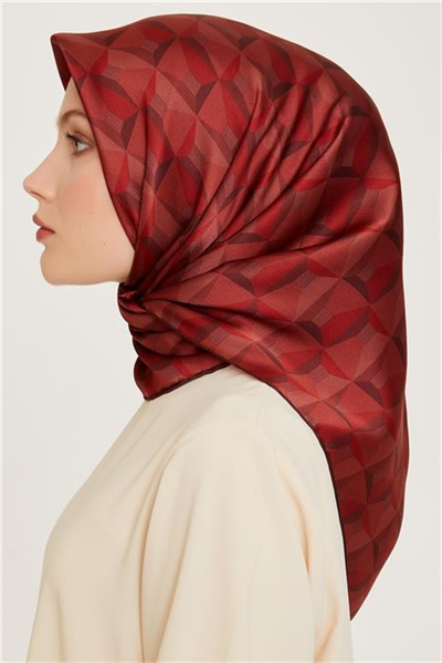Armine Klasik Desenli Twill Saf İpek Eşarp 9204D 56
