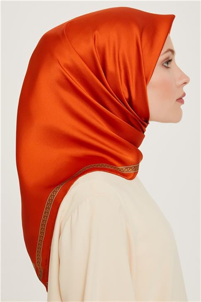 Armine Klasik Desenli Twill Saf İpek Eşarp 9261D 07 83