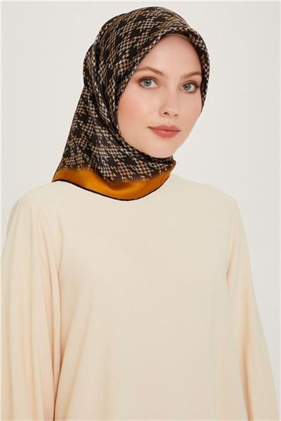 Armine Klasik Desenli Twill Saf İpek Eşarp 9239D 31