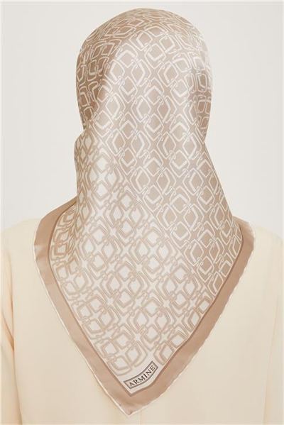 Armine Klasik Desenli Twill Saf İpek Eşarp 9248D 05 80