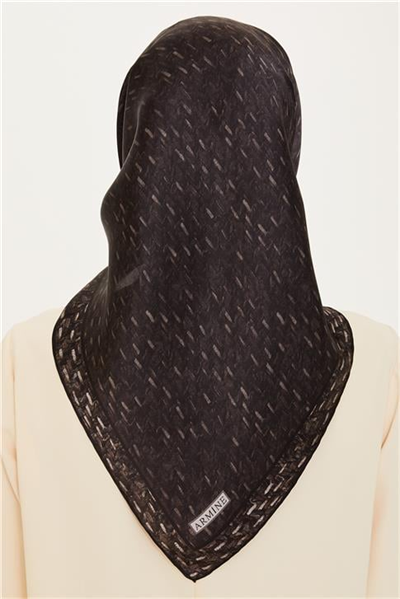 Armine Klasik Desenli Twill Saf İpek Eşarp 9230D 50