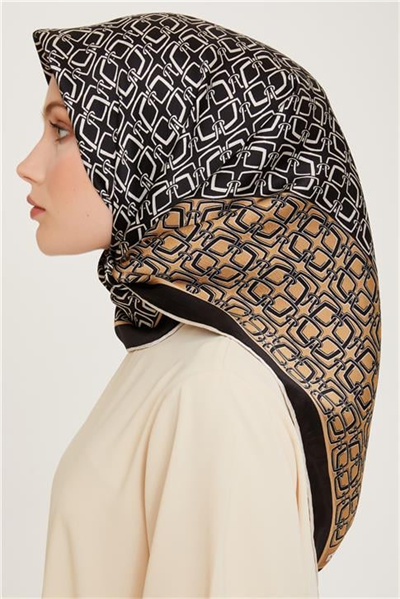 Armine Klasik Desenli Twill Saf İpek Eşarp 9248D 05 01