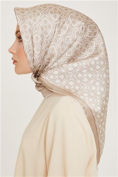 Armine Klasik Desenli Twill Saf İpek Eşarp 9248D 05 80