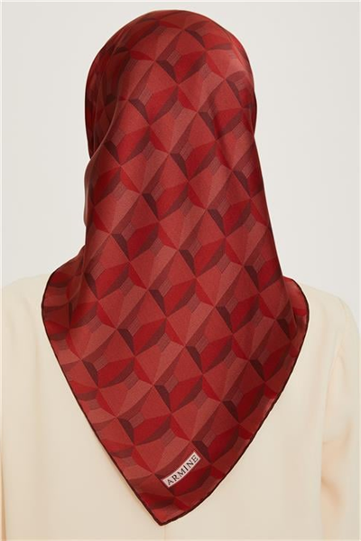 Armine Klasik Desenli Twill Saf İpek Eşarp 9204D 56