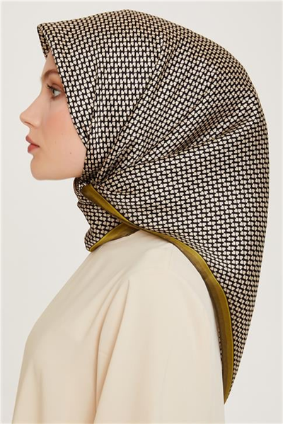 Armine Klasik Desenli Twill Saf İpek Eşarp 9243D 04 04