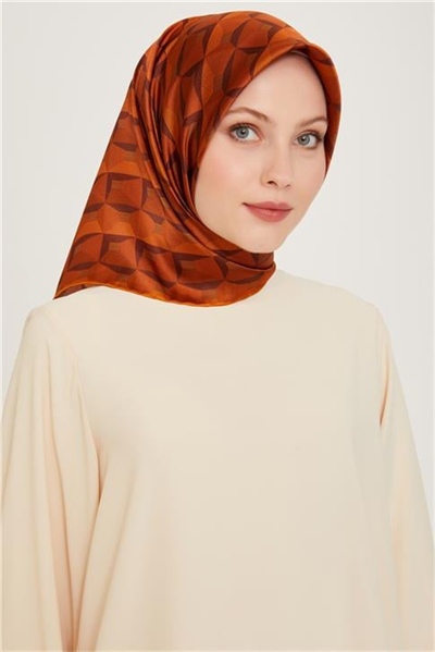 Armine Klasik Desenli Twill Saf İpek Eşarp 9204D 01