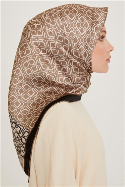 Armine Klasik Desenli Twill Saf İpek Eşarp 9248D 05 32