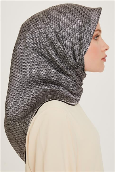 Armine Klasik Desenli Twill Saf İpek Eşarp 9250D 01