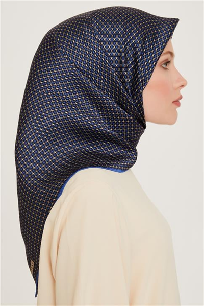 Armine Klasik Desenli Twill Saf İpek Eşarp 9210D 80 80