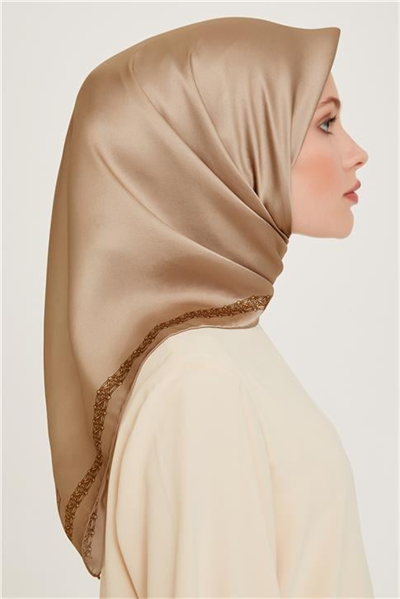Armine Klasik Desenli Twill Saf İpek Eşarp 9260D 05