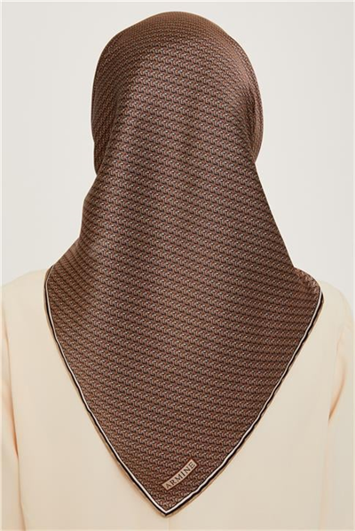 Armine Klasik Desenli Twill Saf İpek Eşarp 9250D 80