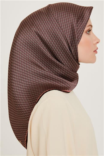 Armine Klasik Desenli Twill Saf İpek Eşarp 9250D 81