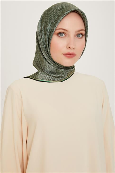 Armine Klasik Desenli Twill Saf İpek Eşarp 9250D 03