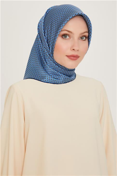 Armine Klasik Desenli Twill Saf İpek Eşarp 9210D 80 31