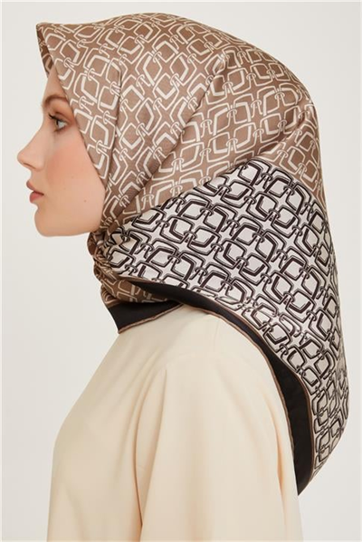 Armine Klasik Desenli Twill Saf İpek Eşarp 9248D 05 32