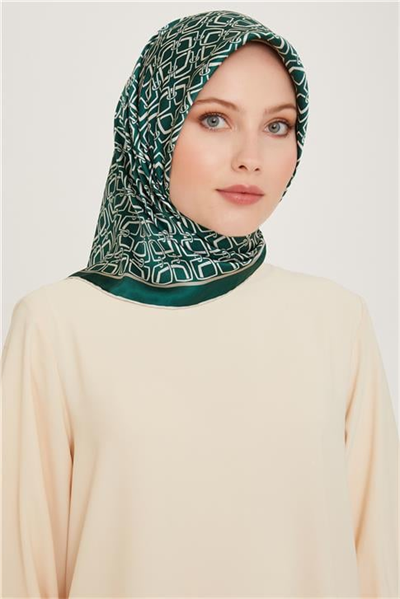 Armine Klasik Desenli Twill Saf İpek Eşarp 9248D 05 86