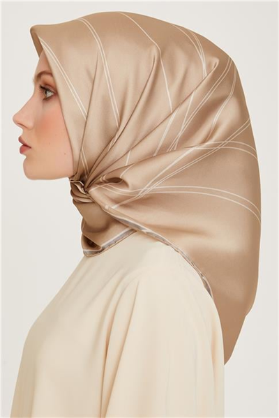 Armine Klasik Desenli Twill Saf İpek Eşarp 9251D 54