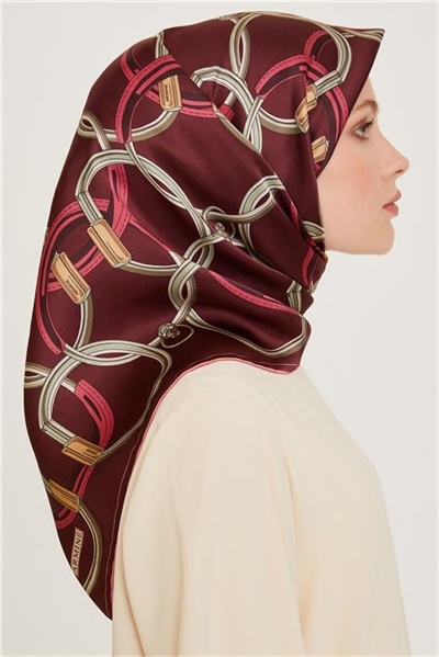 Armine Klasik Desenli Twill Saf İpek Eşarp 9203D 36