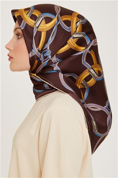 Armine Klasik Desenli Twill Saf İpek Eşarp 9203D 38