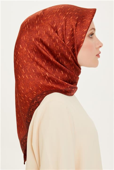 Armine Klasik Desenli Twill Saf İpek Eşarp 9230D 83