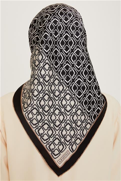 Armine Klasik Desenli Twill Saf İpek Eşarp 9248D 05 50