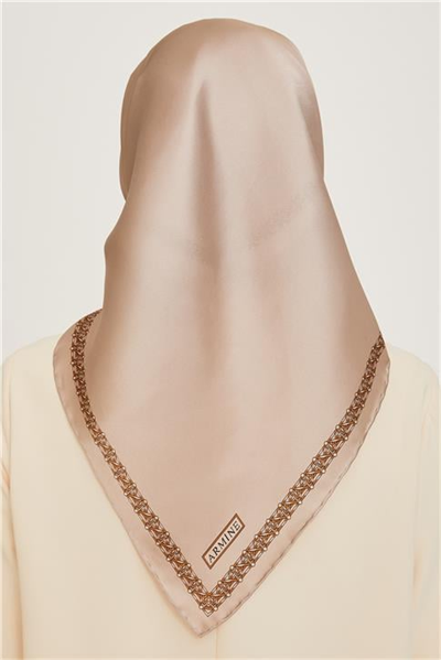 Armine Klasik Desenli Twill Saf İpek Eşarp 9260D 06