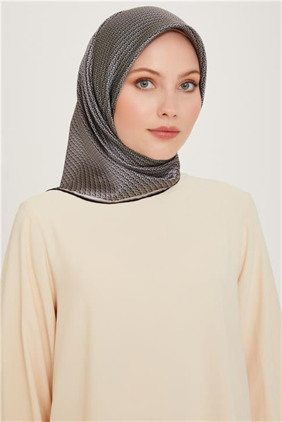 Armine Klasik Desenli Twill Saf İpek Eşarp 9250D 01