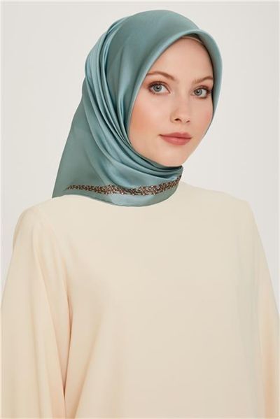 Armine Klasik Desenli Twill Saf İpek Eşarp 9260D 37
