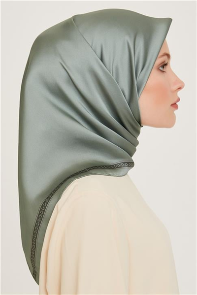 Armine Klasik Desenli Twill Saf İpek Eşarp 9261D 07 34