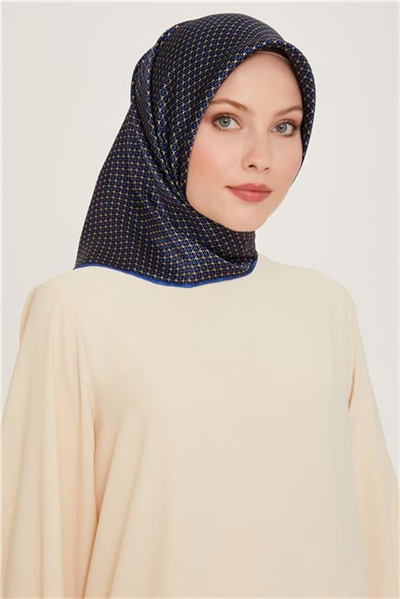 Armine Klasik Desenli Twill Saf İpek Eşarp 9210D 80 80